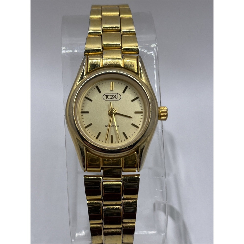 Tozaj Women's Quartz Watch 7.25" Gold Tone Band 23mm Case-‎ New Battery